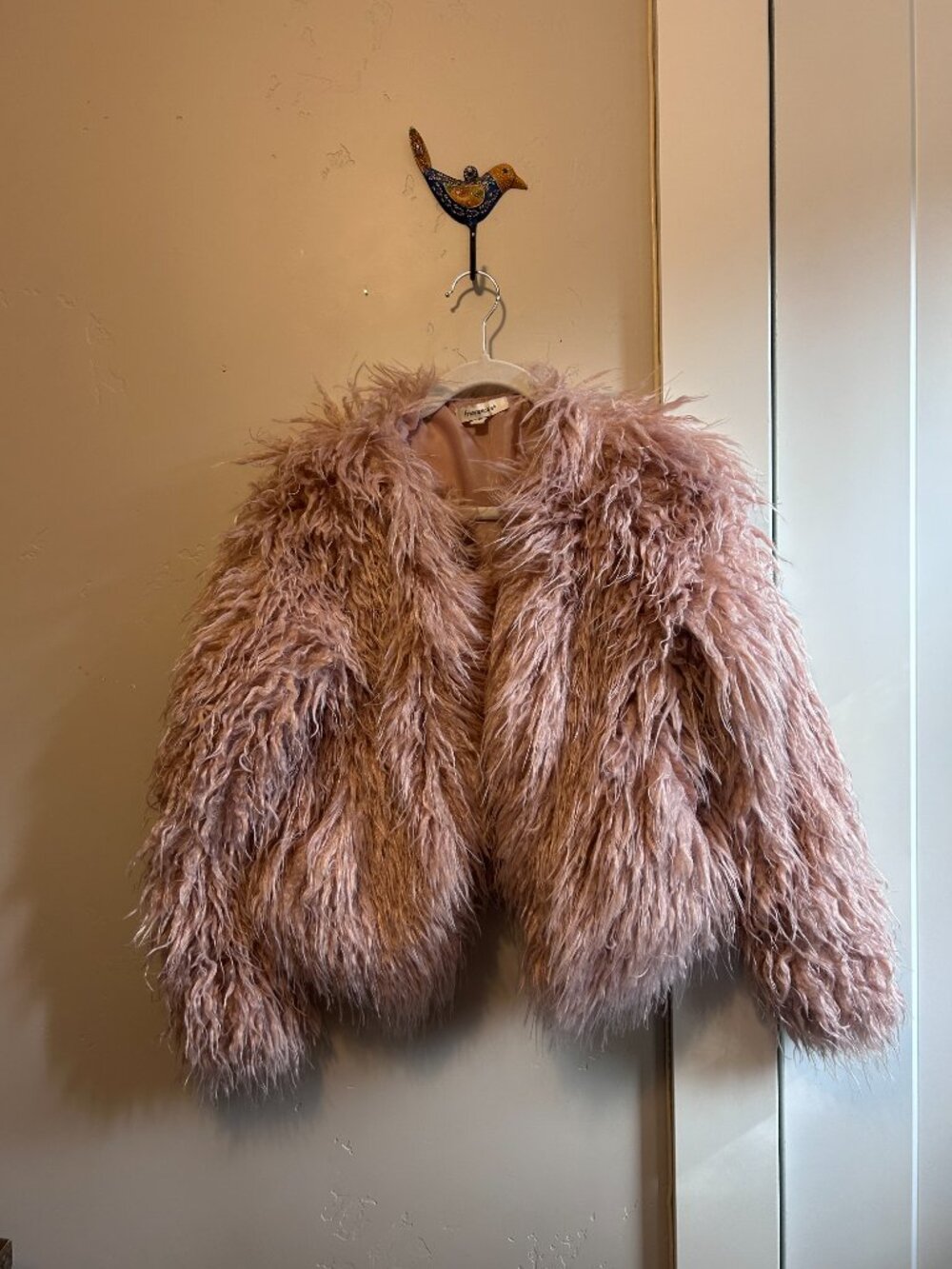Pink Faux Fur Shaggy Jacket Small